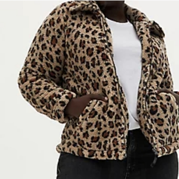 Torrid faux fur jacket, Sherpa leopard print, Plus size 1x - Picture 8 of 12